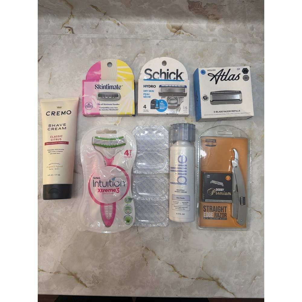 Schick Cremo Billie Razor Refill Shave Cream Bundle Lot Straight Edge Derby